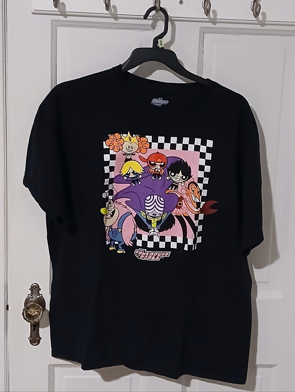 Cartoon Network Black Tee with Multicolor Powerpuff Girls Graphic